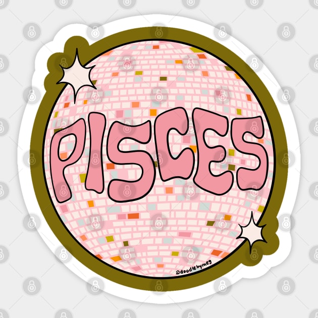 Pisces Disco Ball Sticker by Doodle by Meg